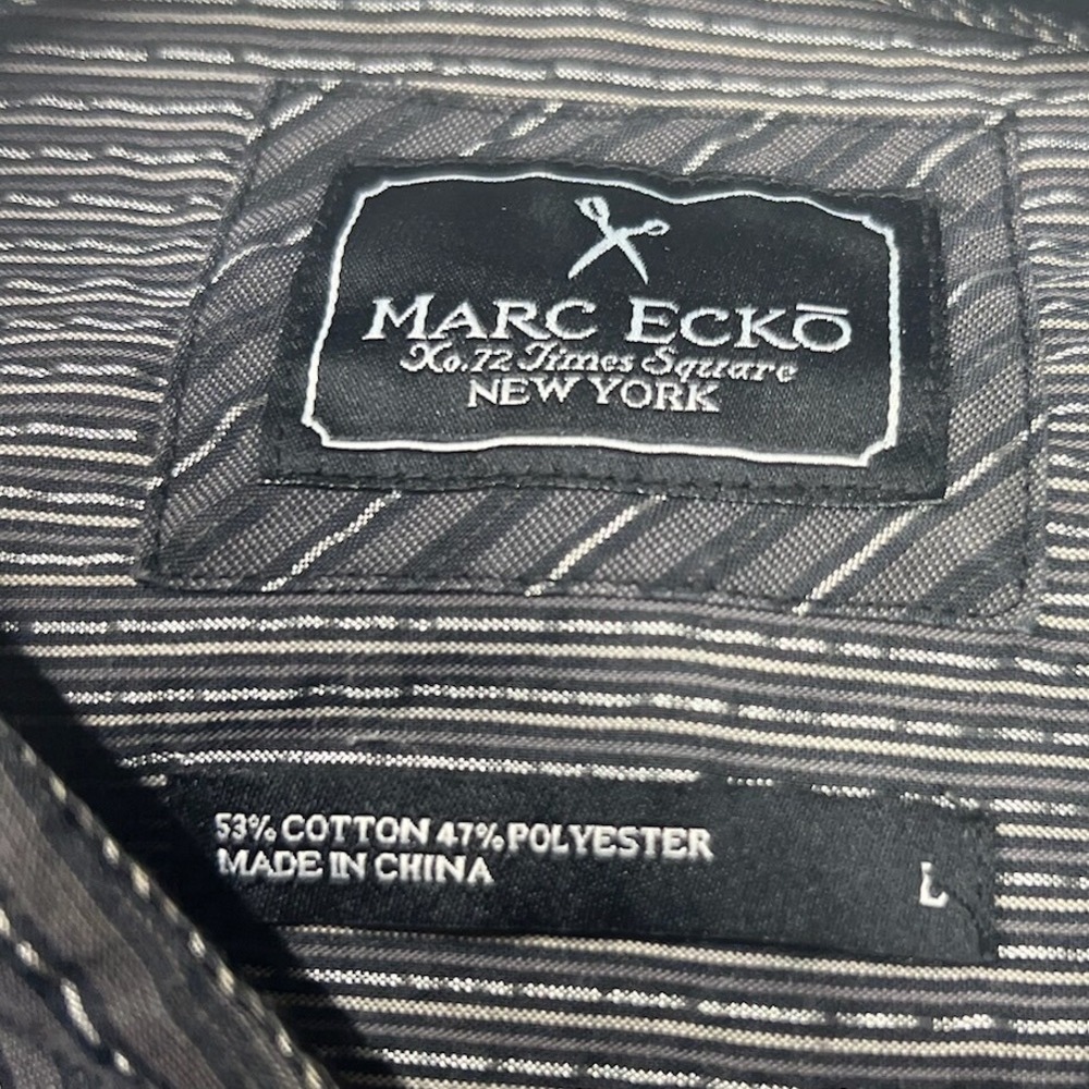 VTG Marc Ecko Mens Long Sleeve Button Up Shirt Striped Gray Size L dress shirt - Picture 2 of 2